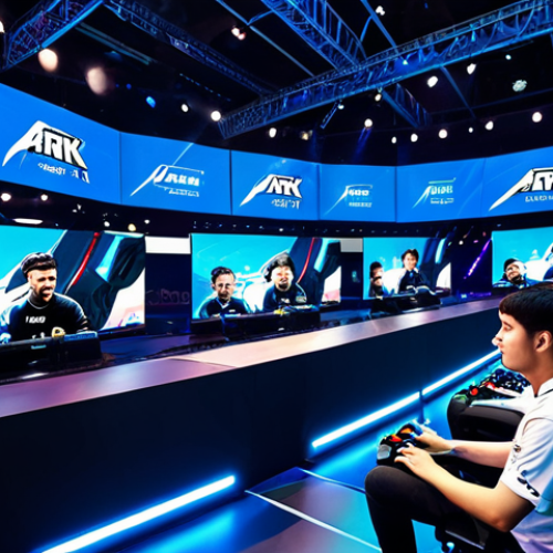 Home 14 A professional Lost Ark esports team, composed of diverse individuals, wearing modest and appropriate team jerseys, intensely focused while competing on a grand stage in a brightly lit, futuristic esports arena. Large screens display game action in the background, with a blurred, cheering crowd visible. The players exhibit perfect anatomy, correct proportions, and natural poses, with well-formed hands and proper finger count. The scene is captured with professional photography, showcasing high detail, vibrant colors, and cinematic lighting. fully clothed, appropriate attire, safe for work, appropriate content, family-friendly.