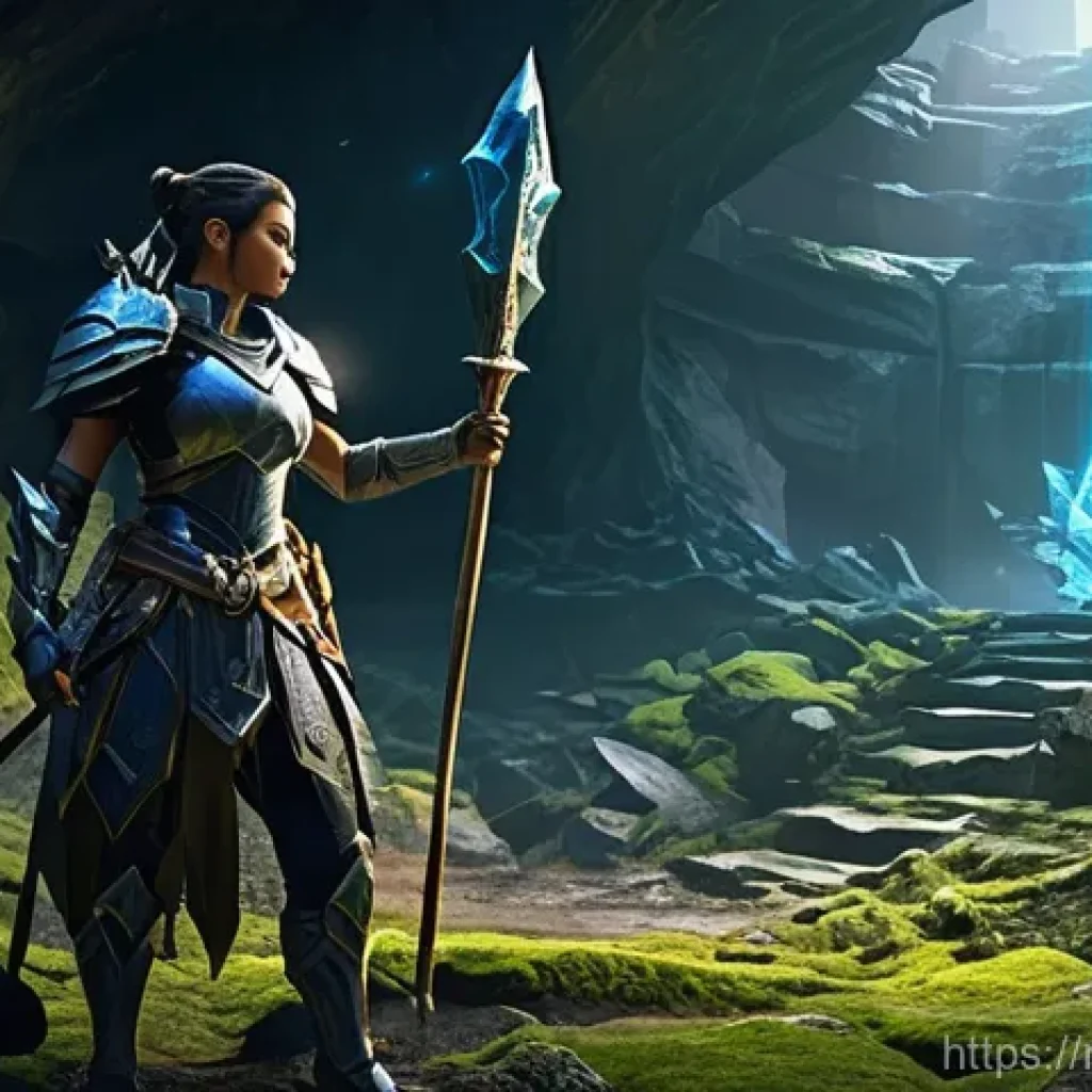 로스트아크 레전더리 장비 제작법 - **"Lost Ark Adventurer Gathering Legendary Materials"**
    A highly detailed, cinematic shot of a d...